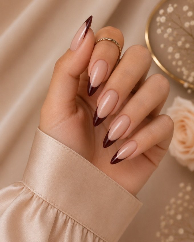 Manicured hands with elegant french tip nails
